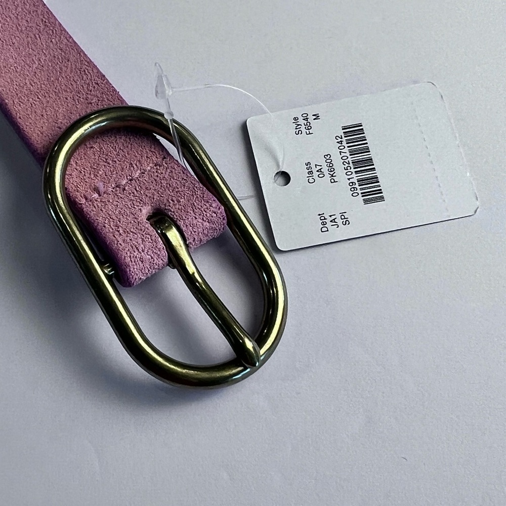 J.Crew Women's Pink Italian Leather Suede Belt Gold tone Buckle Sz Medium NWT - Picture 2 of 13